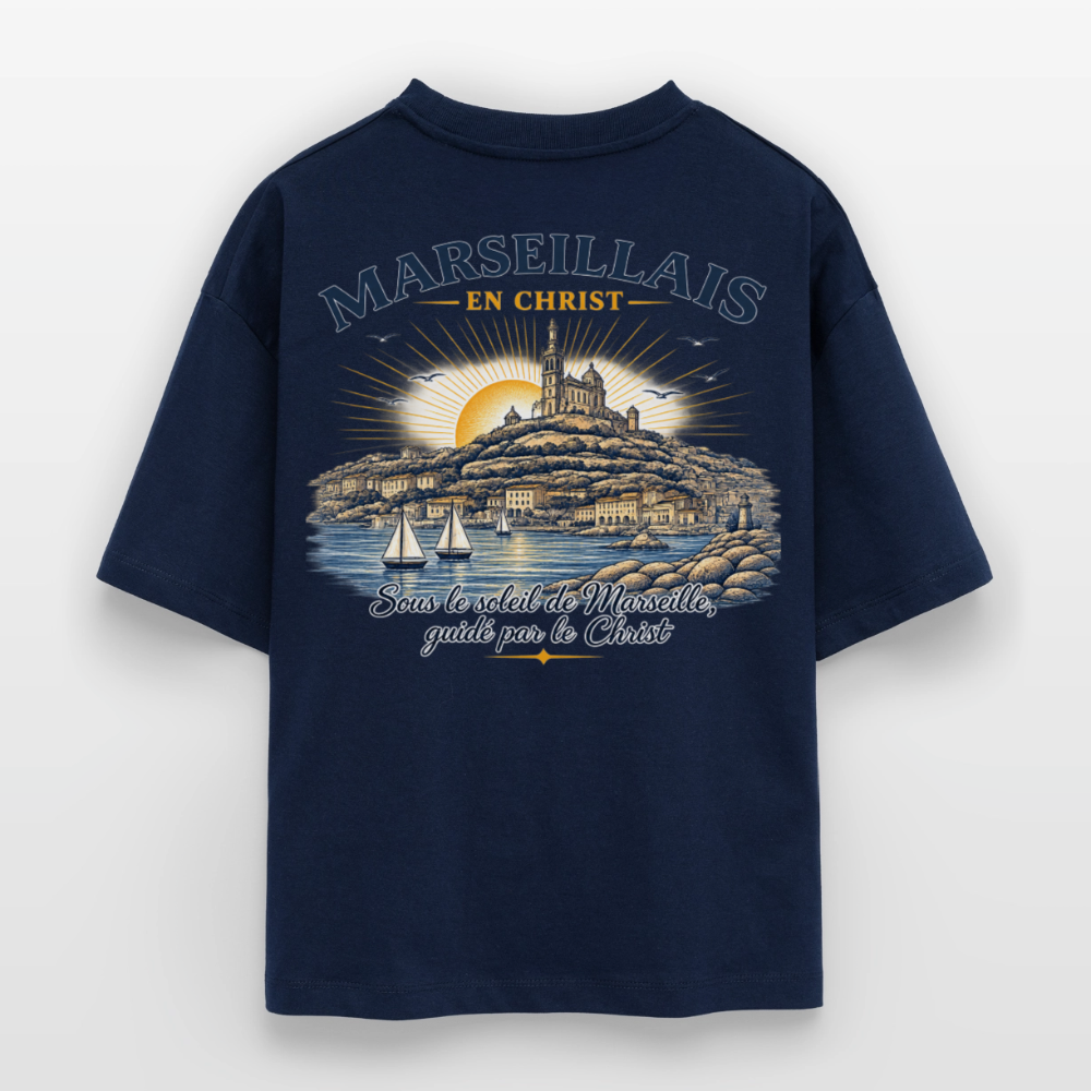 T-shirt bio 3 " MARSEILLAIS EN CHRIST " Unisexe - marine