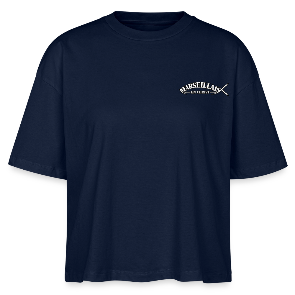 T-shirt bio 3 " MARSEILLAIS EN CHRIST " Unisexe - marine
